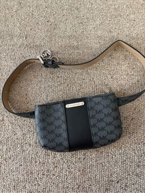 Michael Kors Black and Tan Logo Belt Bag